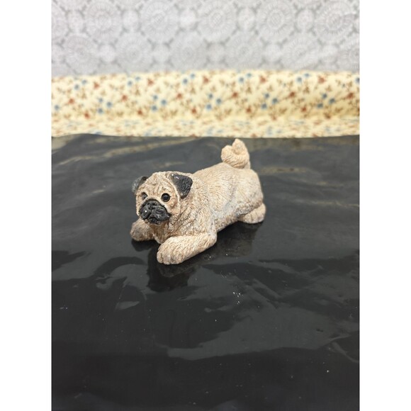 Vintage 1984 Stone Critters The Animal Collection Pug Dog Figurine Painted 4" - Picture 1 of 7